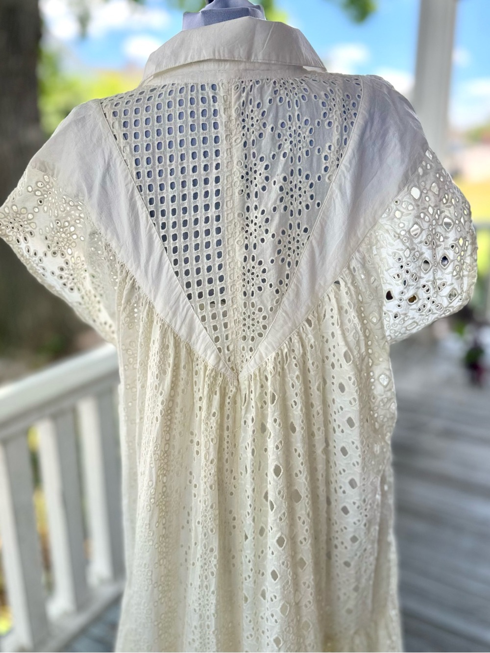 Free People Ivory Eyelet Button-Front Maxi Dress - Picture 8 of 15